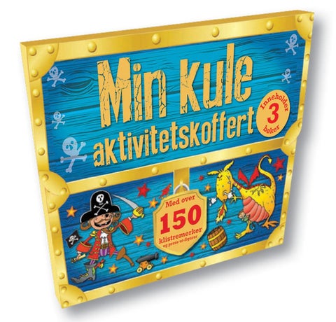 Min kule aktivitetskoffert. Inneholder 3 bøker. Med over 150 klistremerker og press-ut-figurer