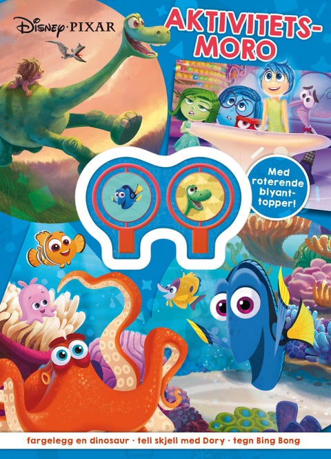 Aktivitetsmoro - fargelegg en dinosaur, tell skjell med Dory, tegn Sing Song