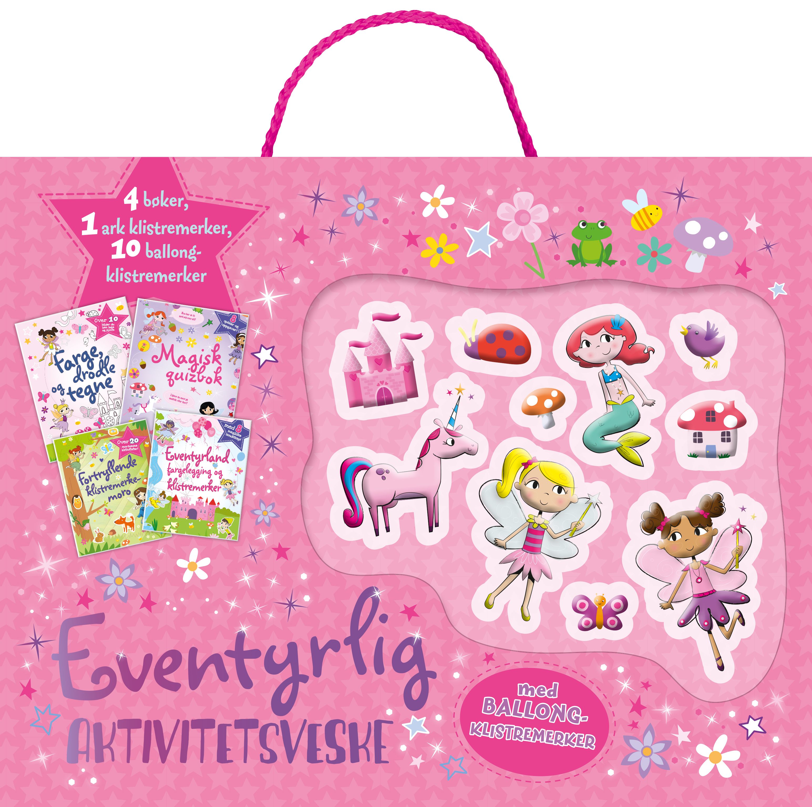 Eventyrlig aktivitetsveske. Med ballongklistremerker