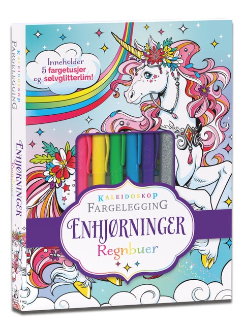Enhjørninger - regnbuer : kaleidoskop fargelegging