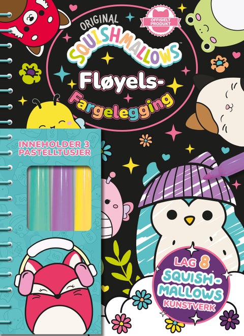 Squishmallows. Fløyelsfargelegging (med tusjer) - inneholder 3 pastelltusjer