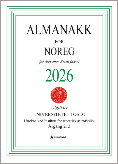 Almanakk for Noreg 2026 - for året etter Kristi fødsel