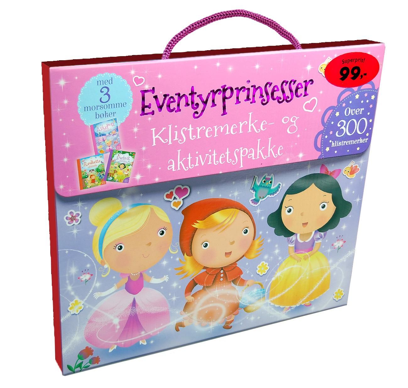 Eventyrprinsesser. Klistremerke- og aktivitetspakke. Med 3 bøker og mer enn 300 klistremerker og pre
