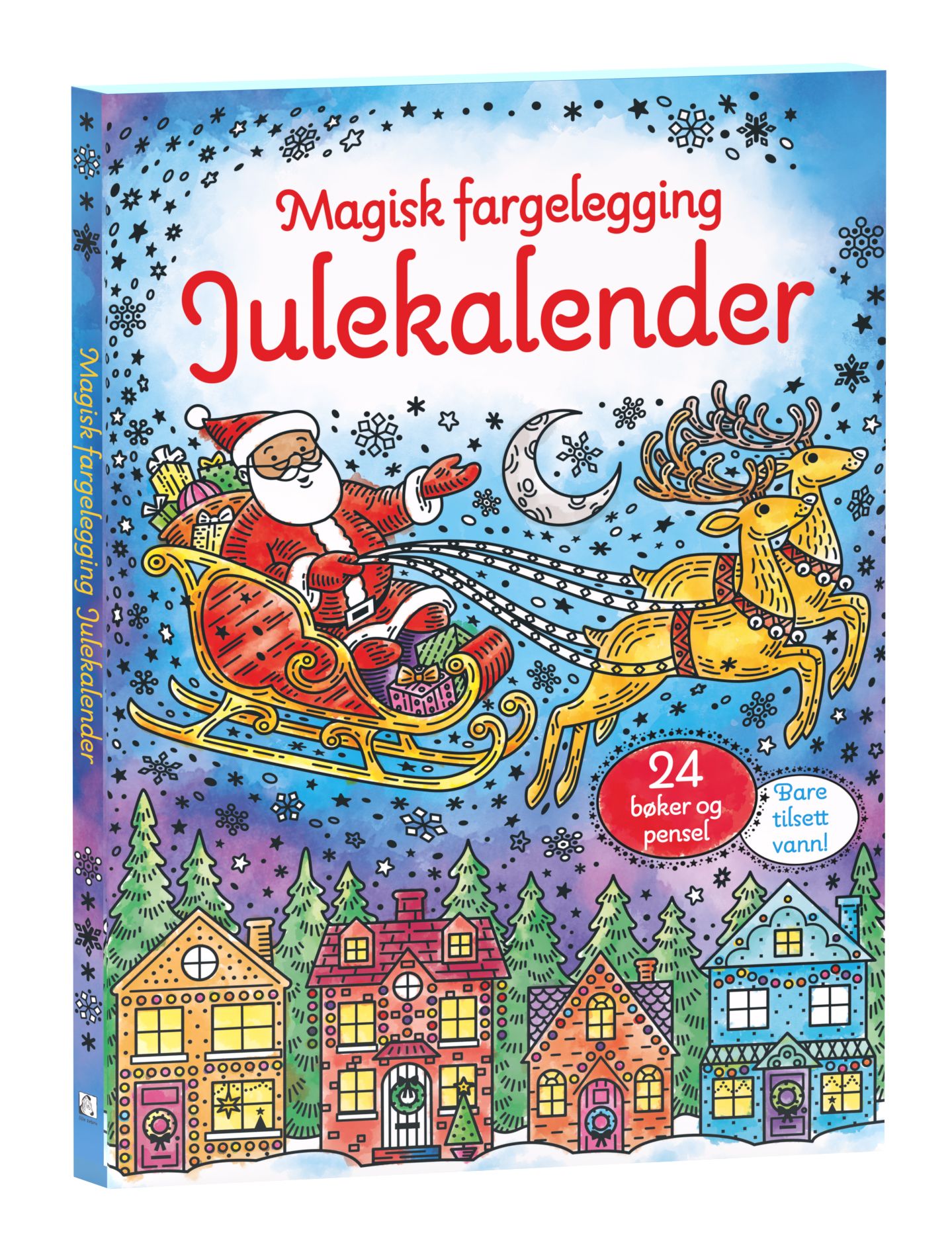Julekalender - magisk fargelegging : 24 bøker og pensel : bare tilsett vann!