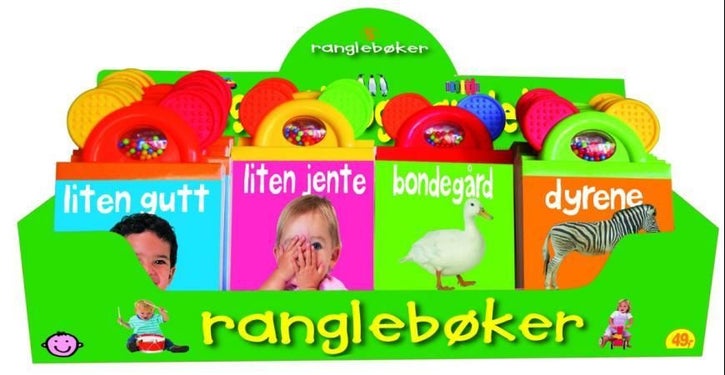 Spektrums ranglebøker. Assortert borddisplay. 4x8 bøker
