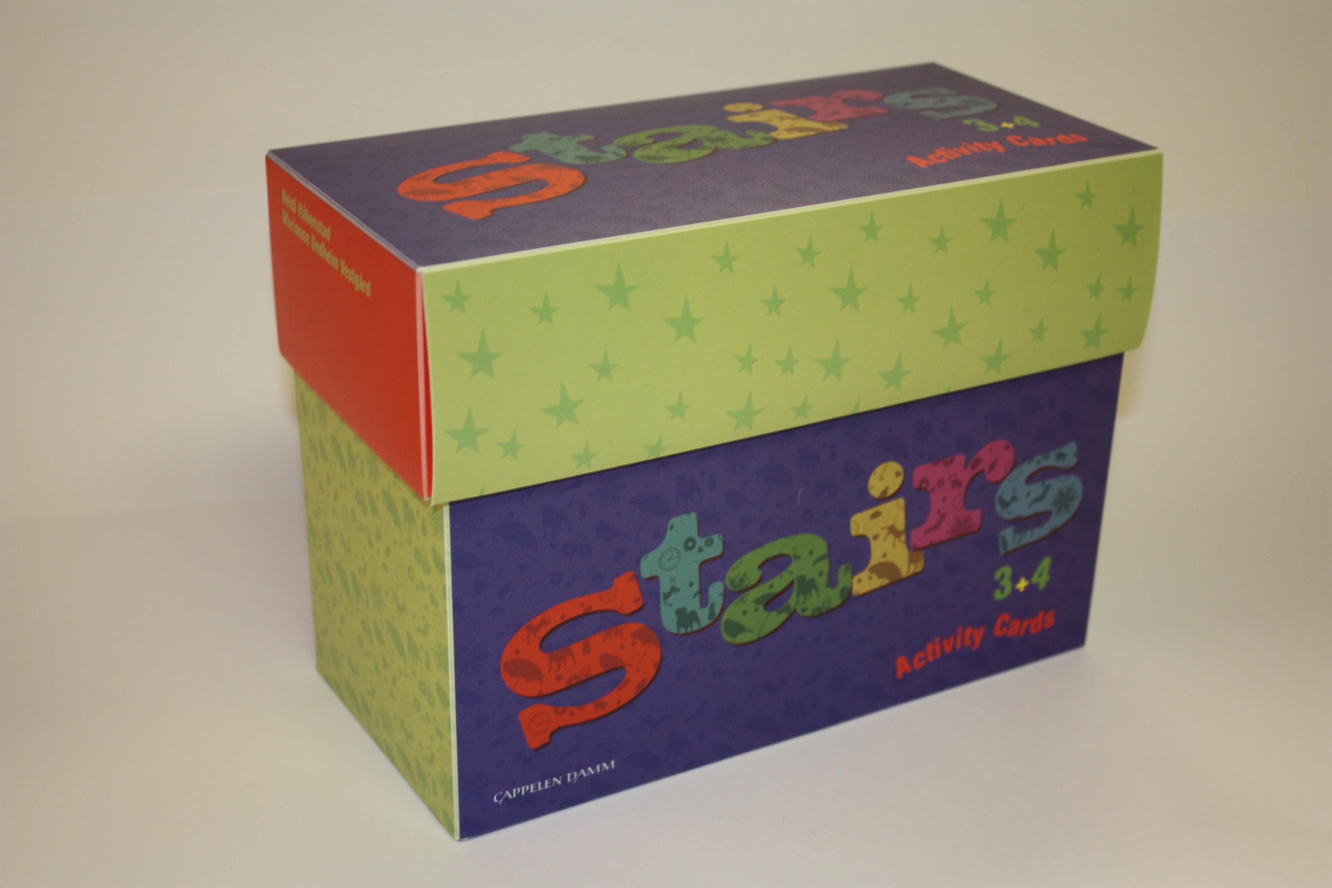 Stairs 3+4. Activity cards. 128 oppgavekort. 16 kategorikort. 5 fasithefter