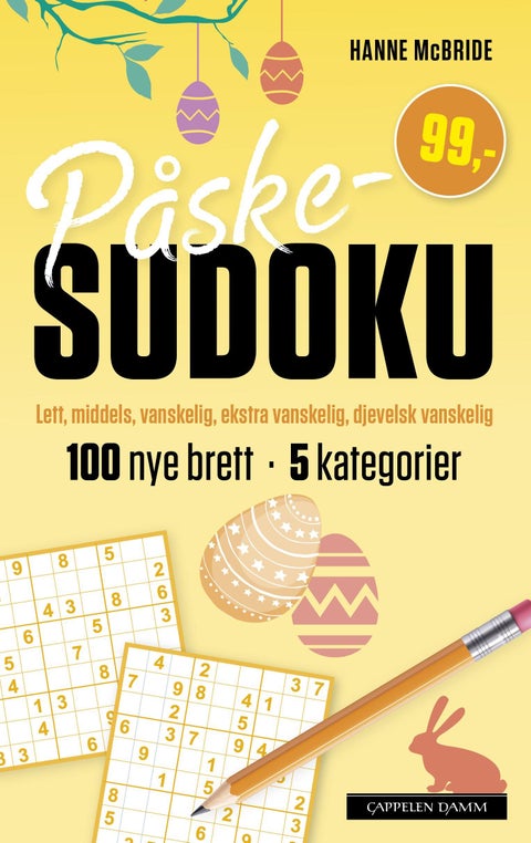 Påskesudoku. Lett, middels, vanskelig, ekstra vanskelig, djevelsk vanskelig. 100 nye brett. 5 katego