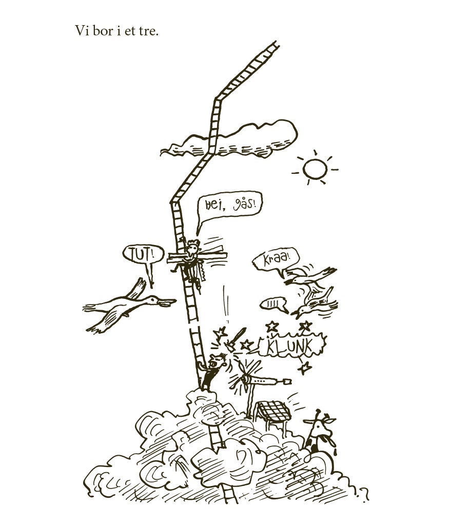 Gutta i trehuset med 156 etasjer ser dobbelt