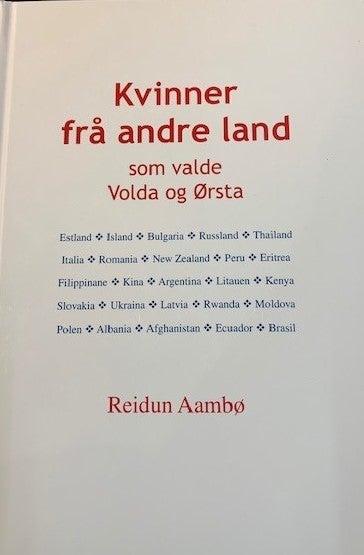 Kvinner frå andre land - som valde Volda og Ørsta