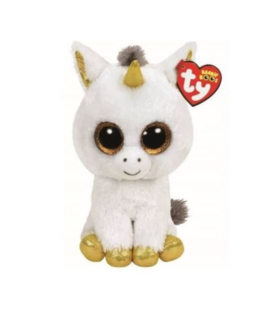Bamse TY Pegasus White Unicorn Medium