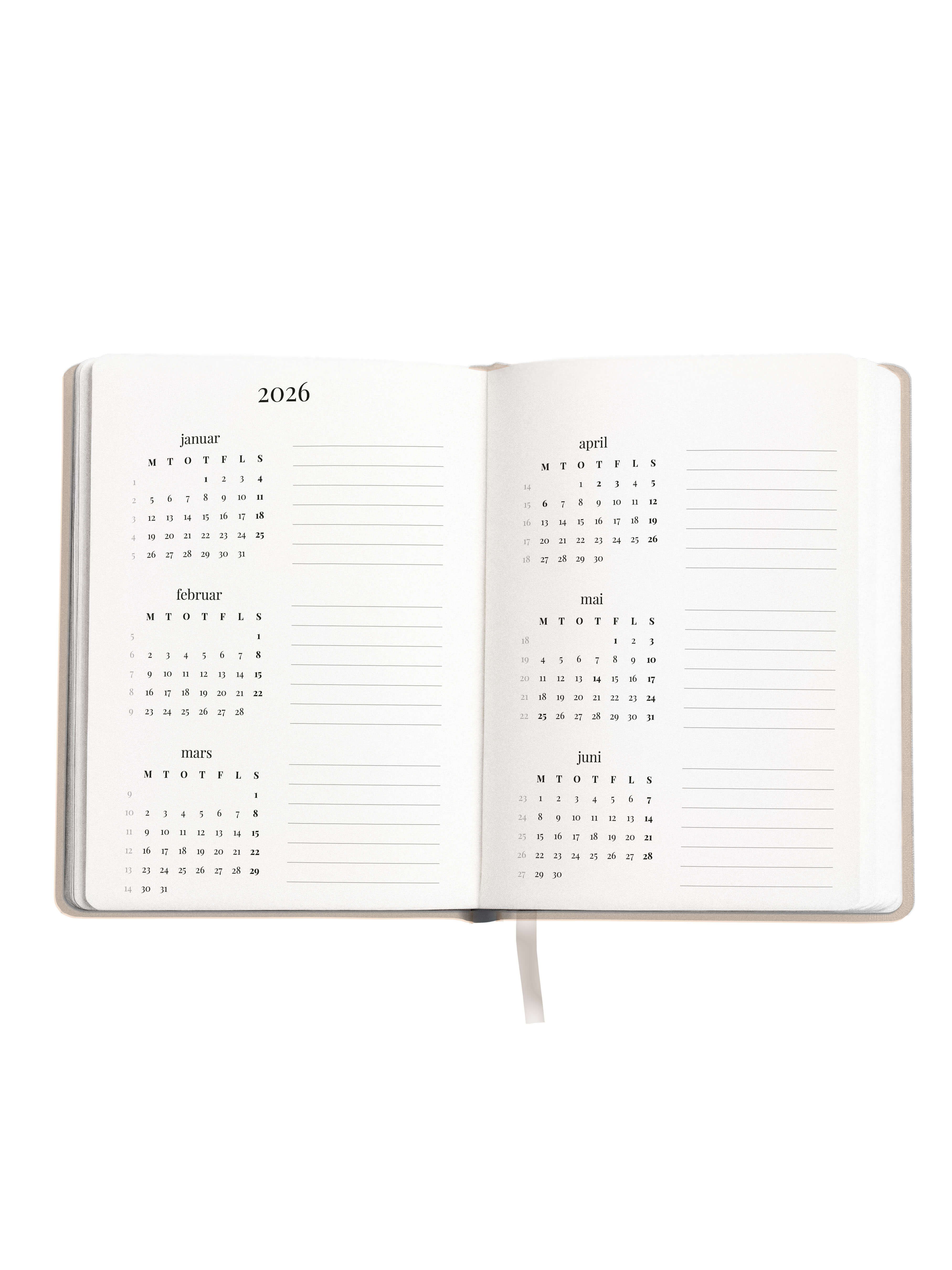 Kalender 2026 Aveluna A5 Beige