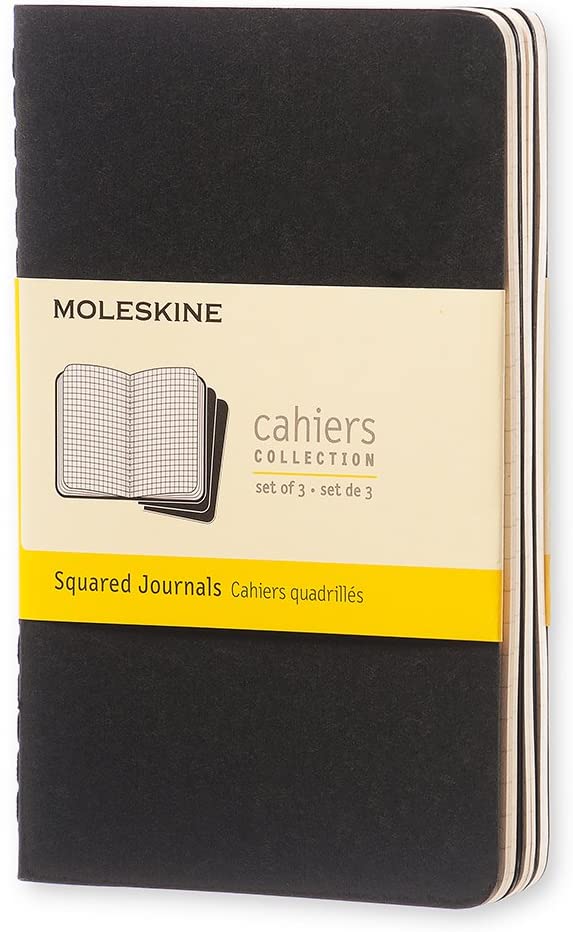 Moleskine Squared Cahier - Black Cover (3 Set)