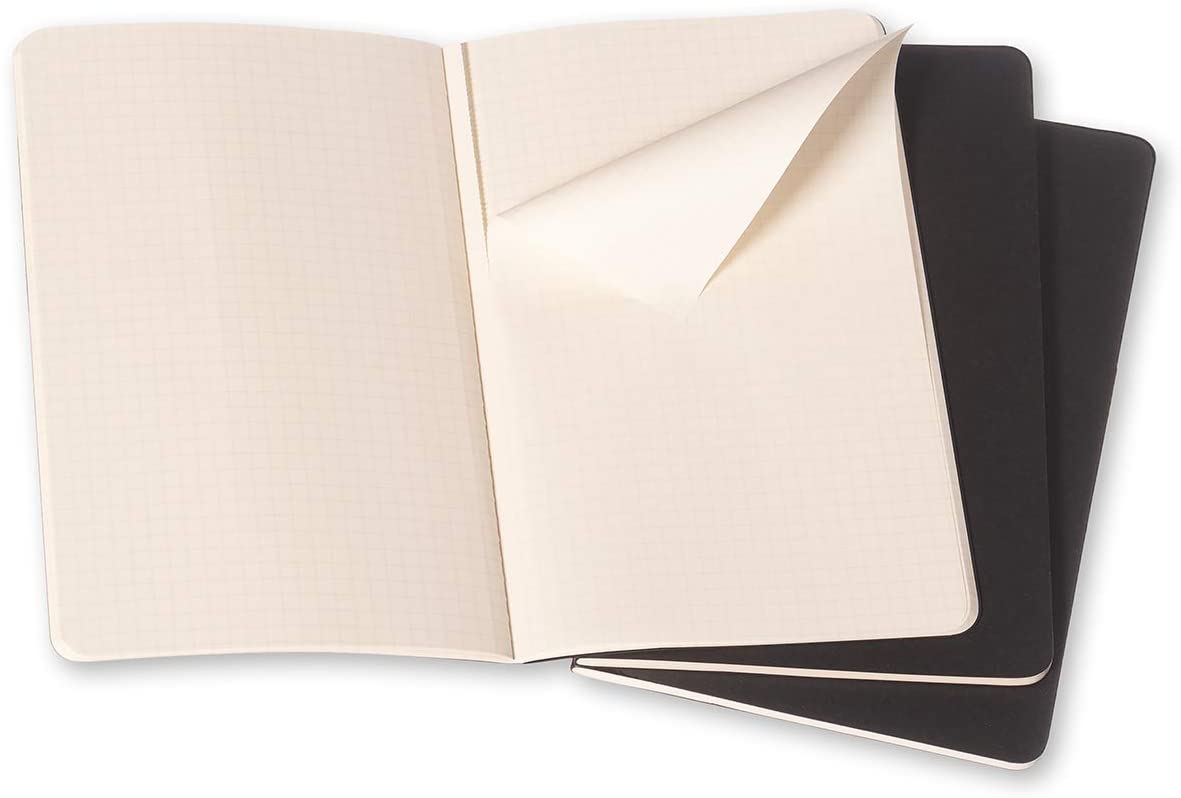 Moleskine Squared Cahier - Black Cover (3 Set)