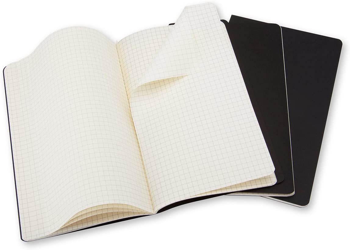 Moleskine Squared Cahier - Black Cover (3 Set)