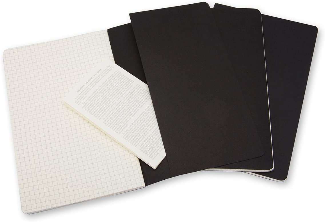 Moleskine Squared Cahier - Black Cover (3 Set)