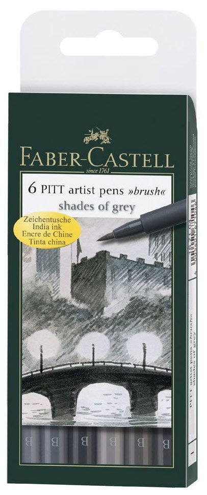 Tegnesett Faber Pitt Grå 6 Stk