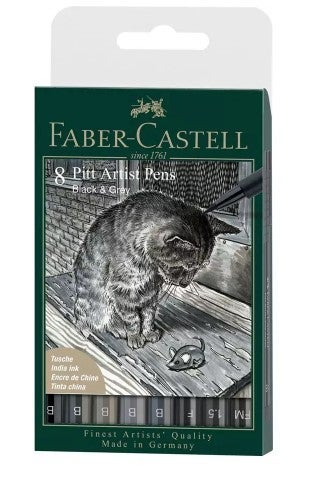 Tegnesett Faber Pitt Black Cat 8stk