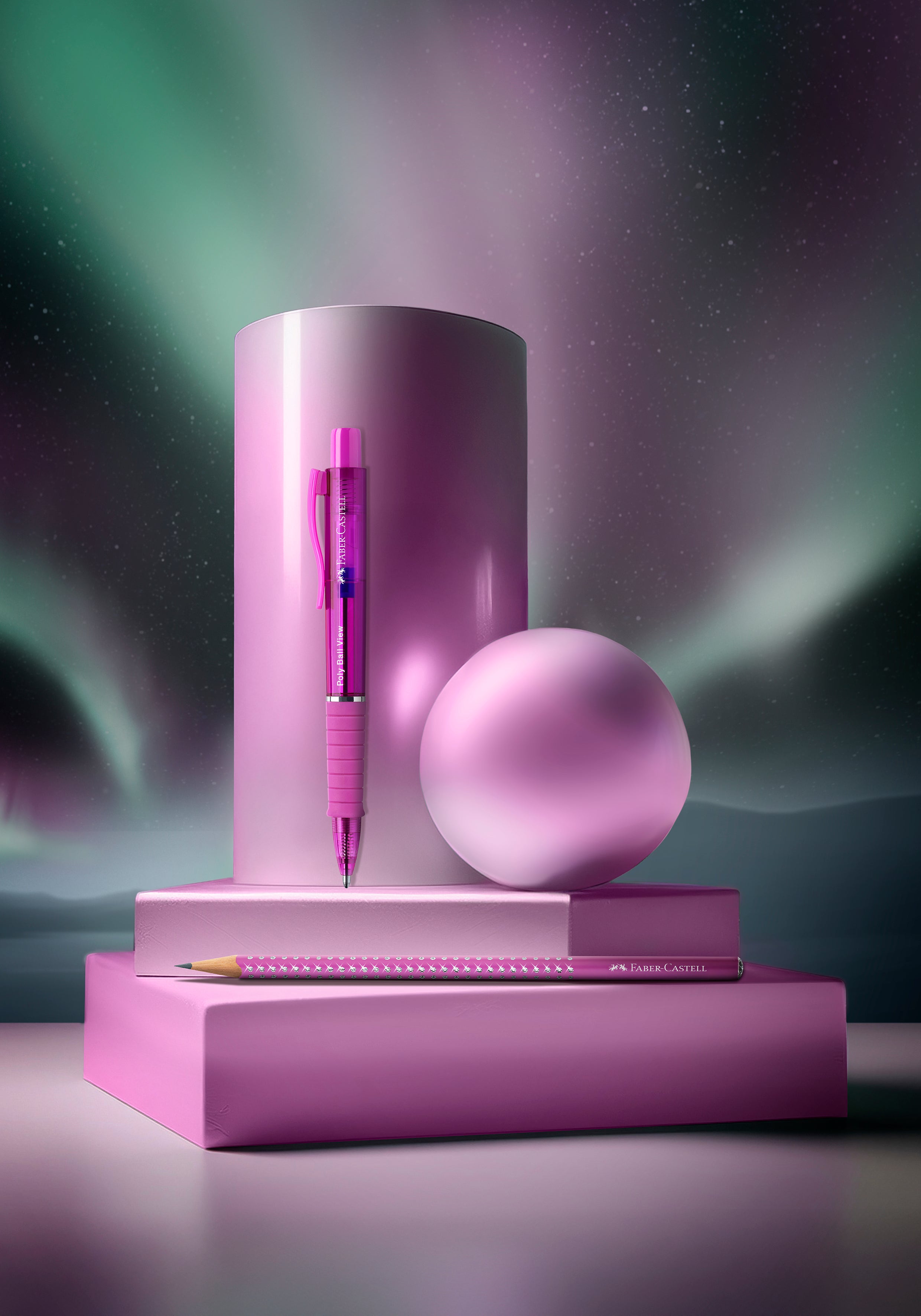 Kulepenn Faber Poly Ball XB View Dyp Rosa