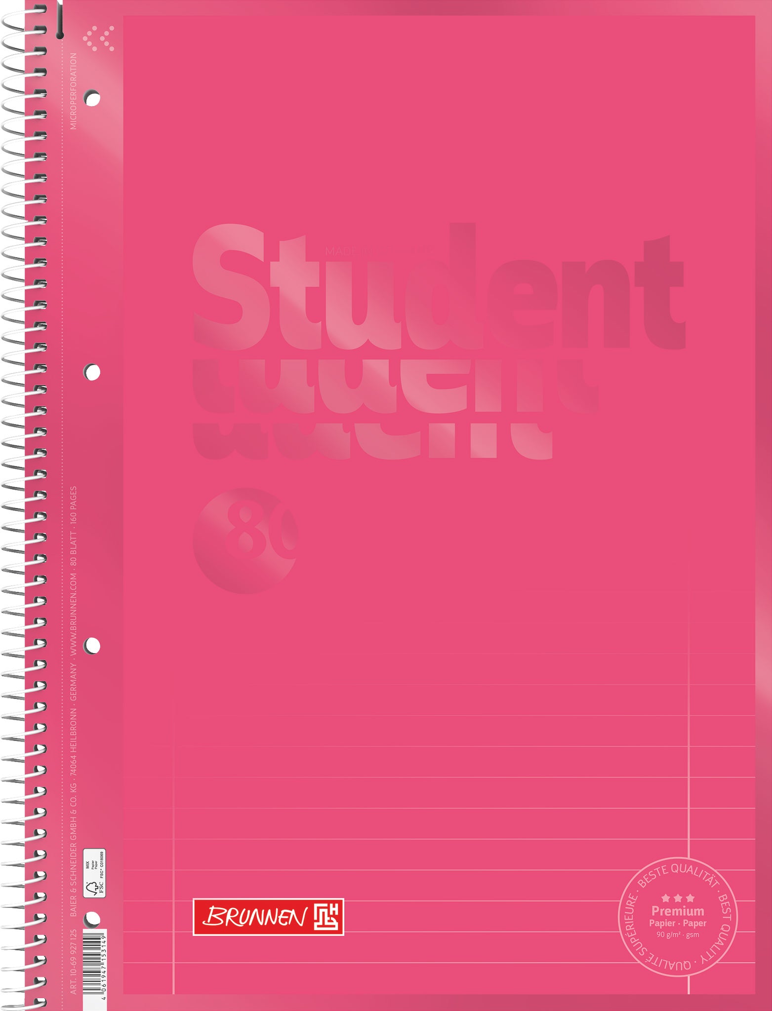 Spiralhefte Brunnen A4 90g Linjer Tulip