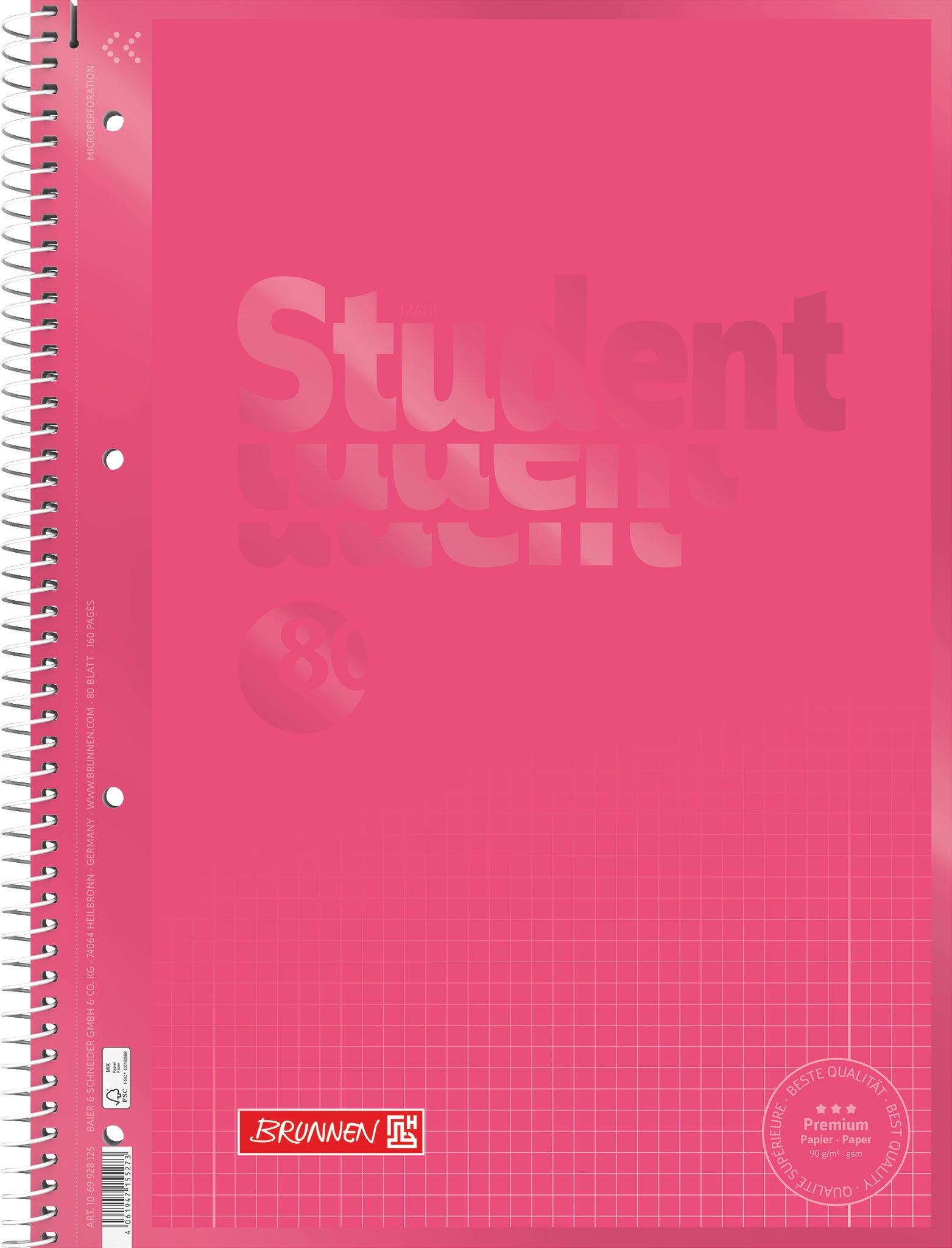 Spiralhefte Brunnen A4 90g Ruter Tulip