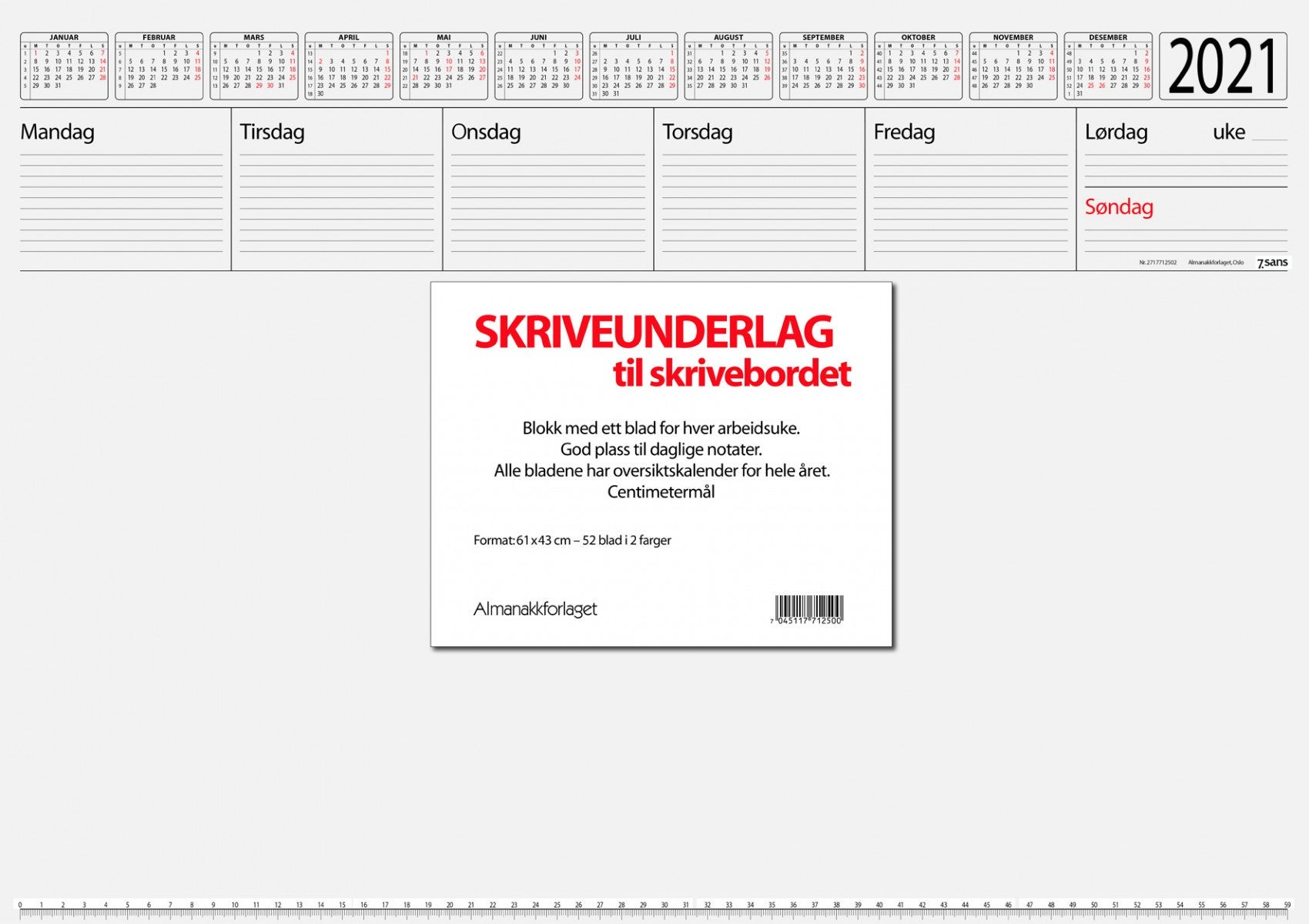 Bordkalender 2022 7.sans Skriveunderlag i papir A2