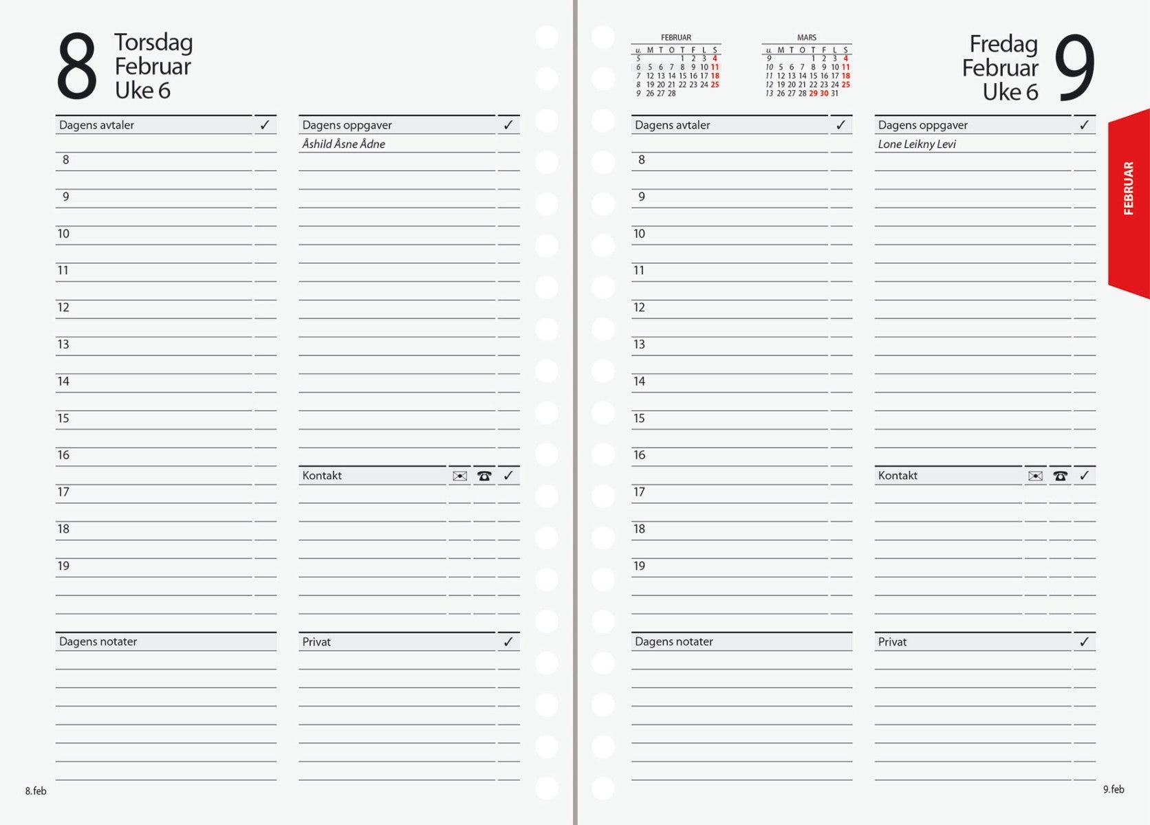 Kalender 2022 7.Sans Dagkalender spiralisert blå