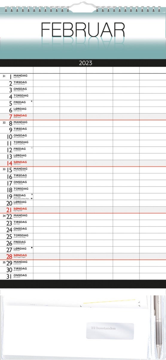Kalender 2023 Familiens Månedsplanlegger