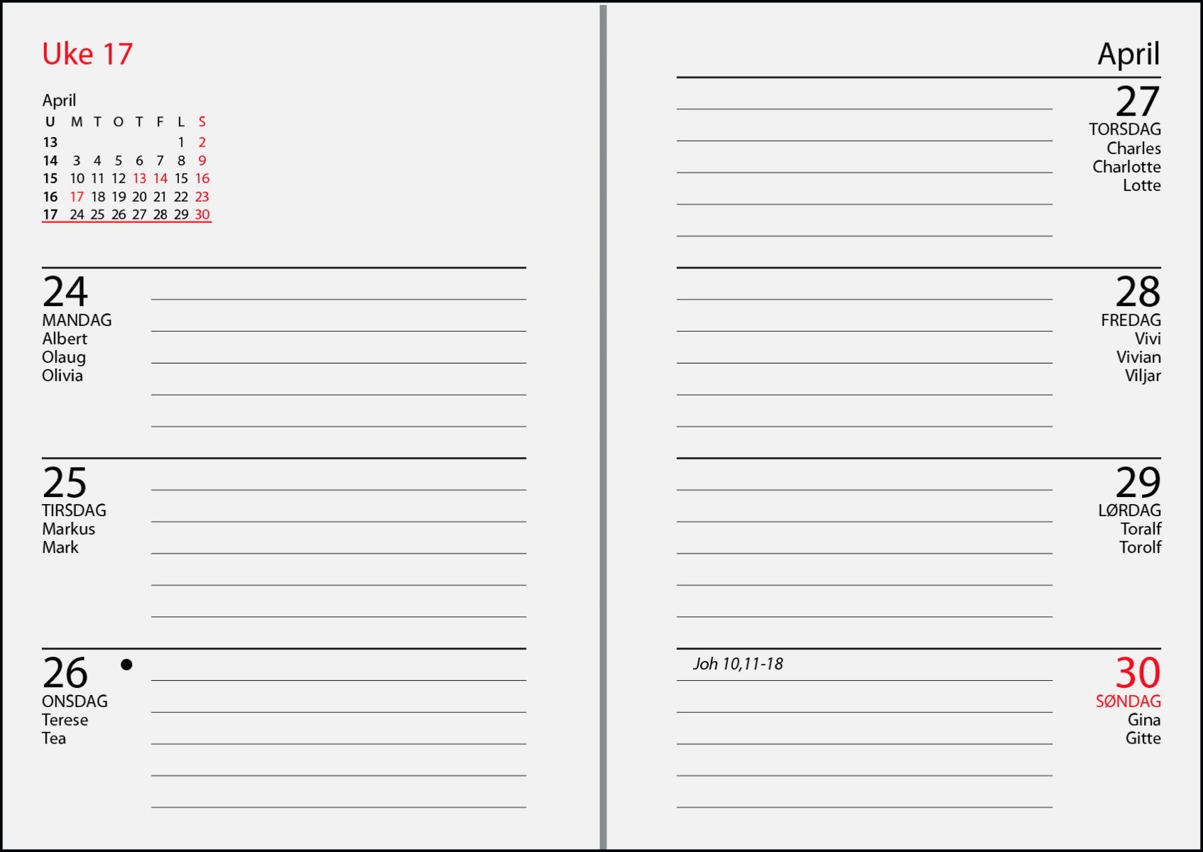 Kalender 2023 7.Sans Primo imitert skinn