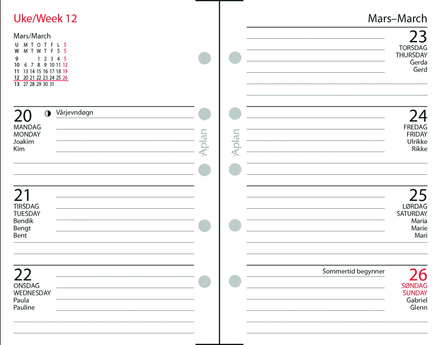 Kalender 2023 Aplan Mini Uke årssett