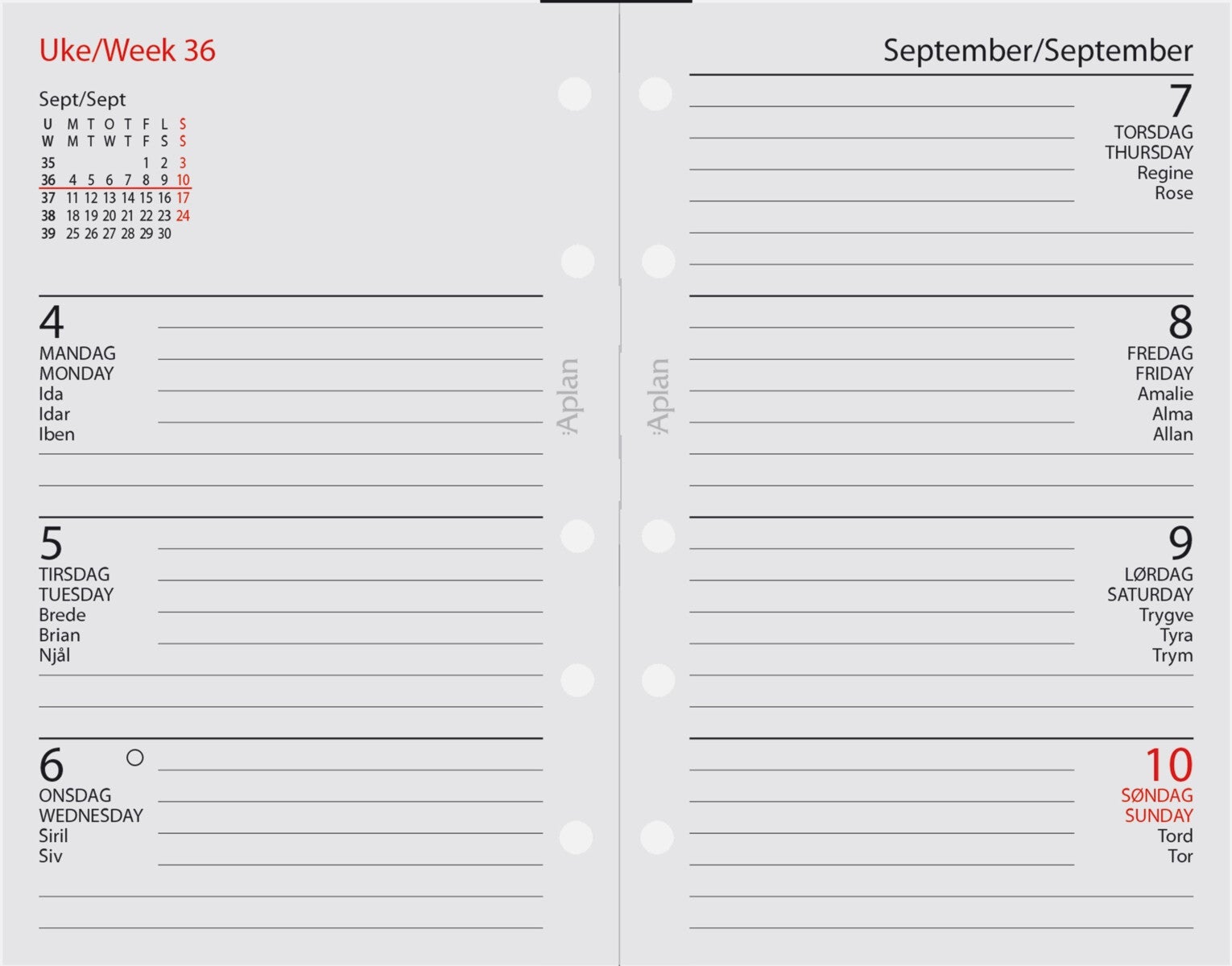 Aplan Student 24/25 Mini Uke årssett