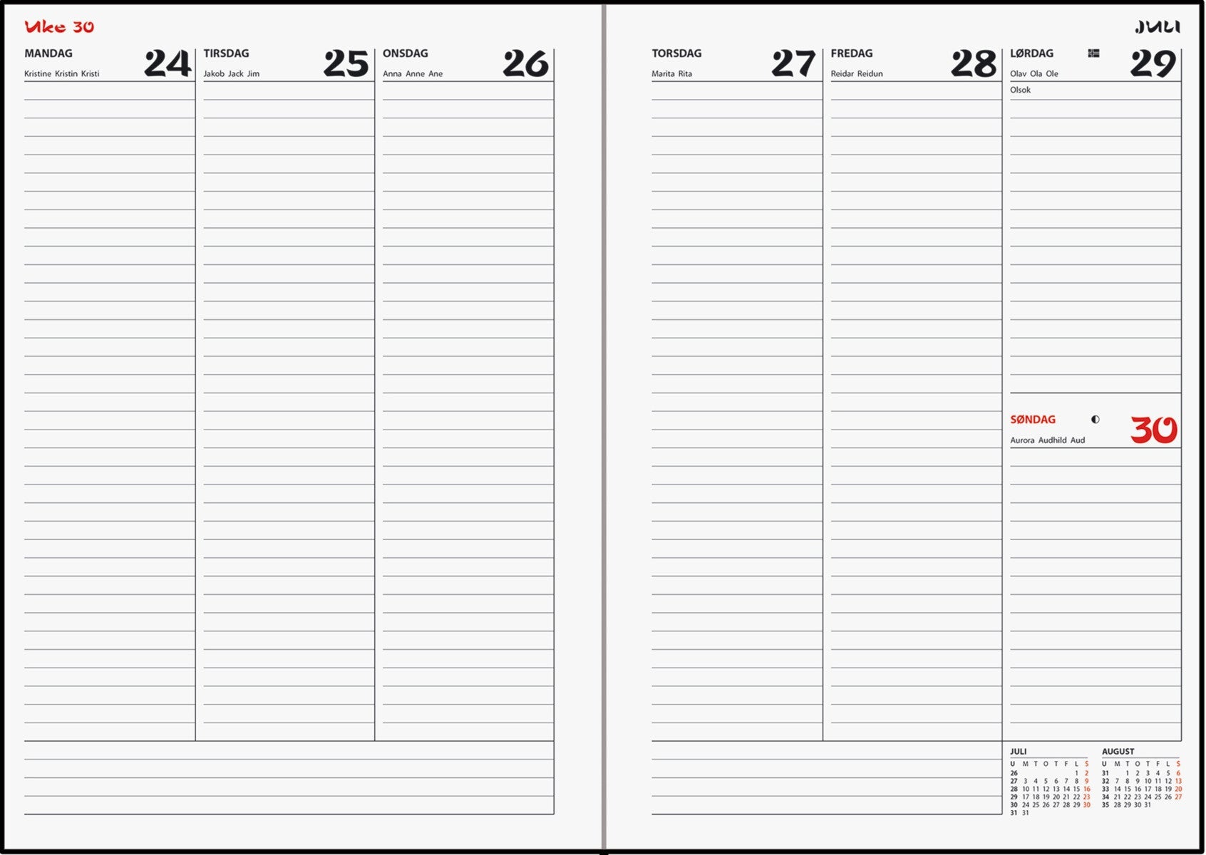 7.Sans kalender 24/25 Tutor A6