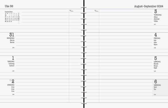 7.Sans kalender 24/25 Planner B&W A5