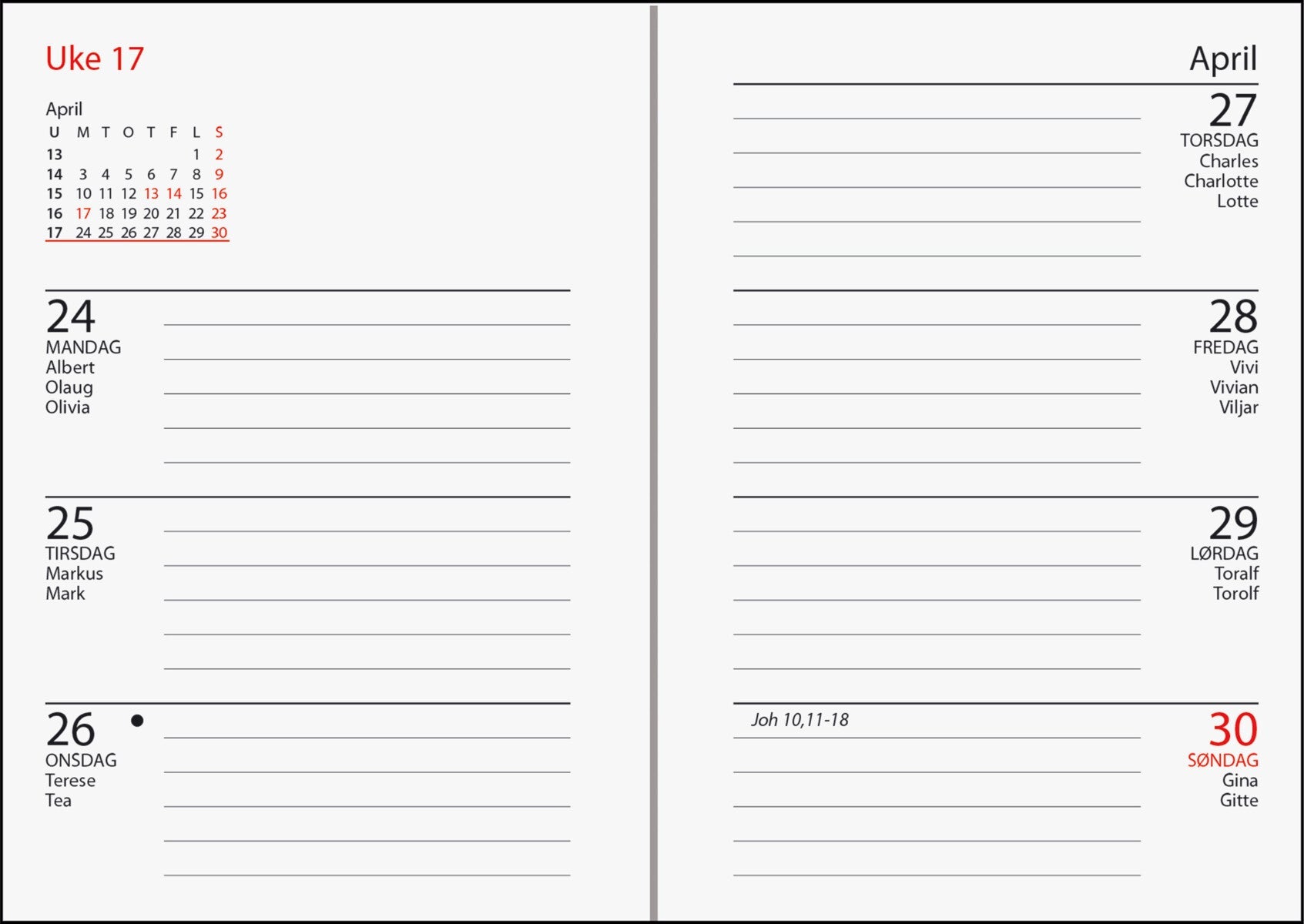 Kalender 2025 7.Sans Primo, Imitert Skinn Sort