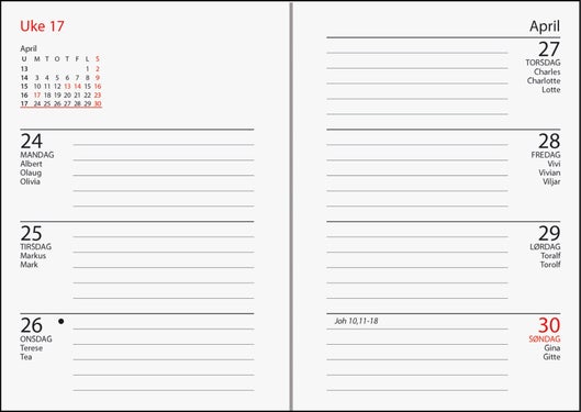 Kalender 2025 7.Sans Primo, Imitert Skinn Sort