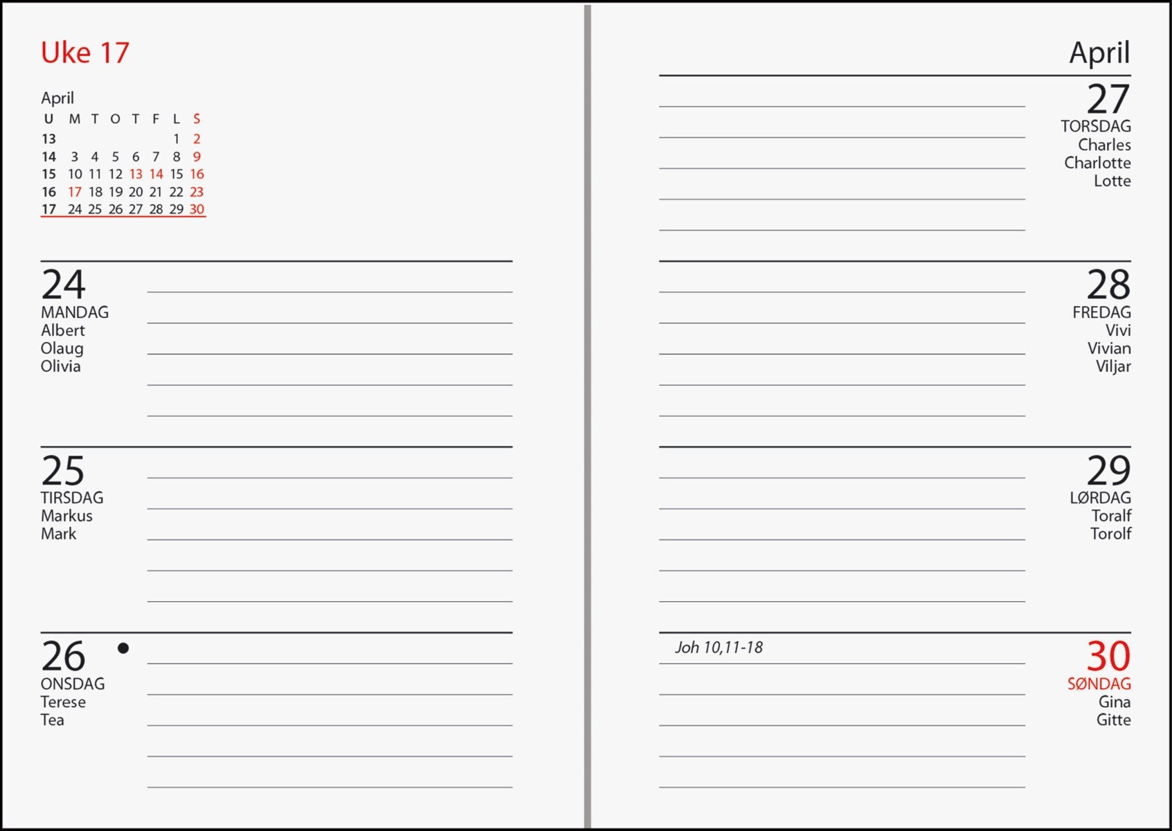 Kalender 2025 7.Sans Primo Trend, Imitert Skinn - Lilla