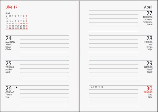 Kalender 2025 7.Sans Primo Trend, Imitert Skinn - Lilla