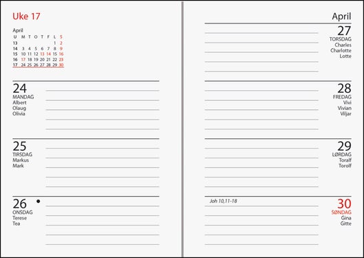 Kalender 2025 7.Sans Primo Deco, Imitert Skinn - Mørk blå