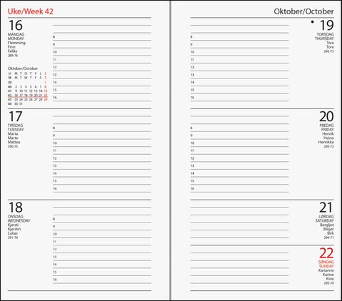 Kalender 2025 7.Sans Datum, Imitert Skinn Sort