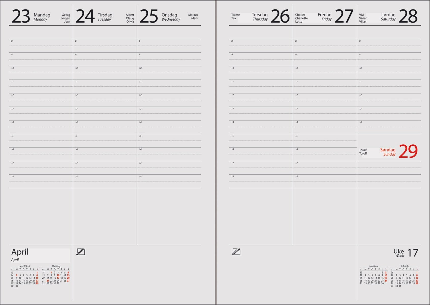 Kalender 2025 7.Sans Novum Trend, Sort Innbundet