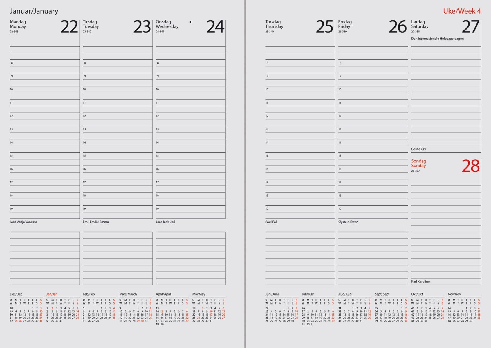 Kalender 2025 7.Sans Termin Innbundet Blå