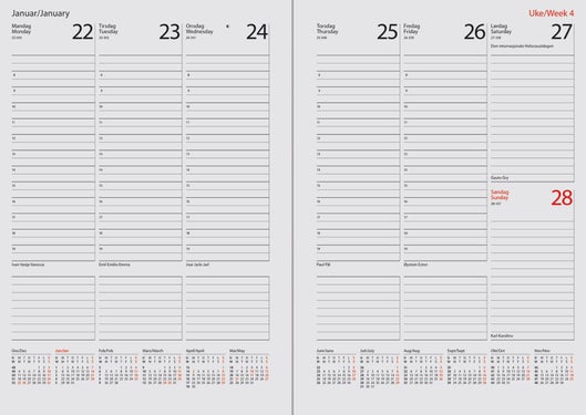 Kalender 2025 7.Sans Termin Innbundet Blå
