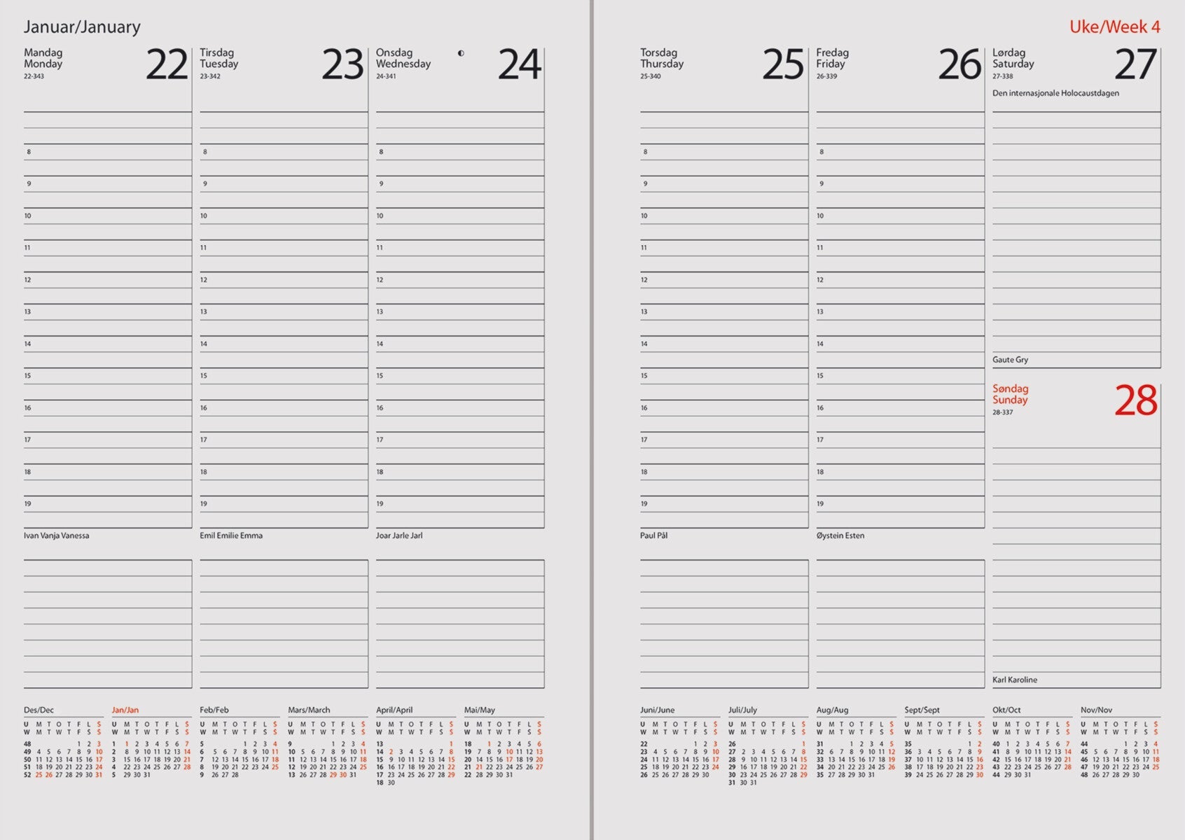 Kalender 2025 7.Sans Termin Trend. Sort Innbundet - Sort