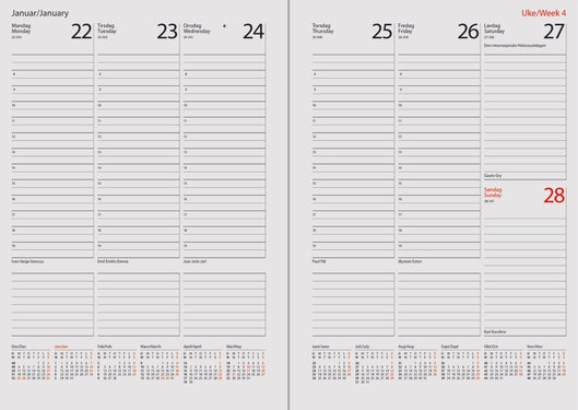 Kalender 2025 7.Sans Termin Trend. Sort Innbundet - Sort
