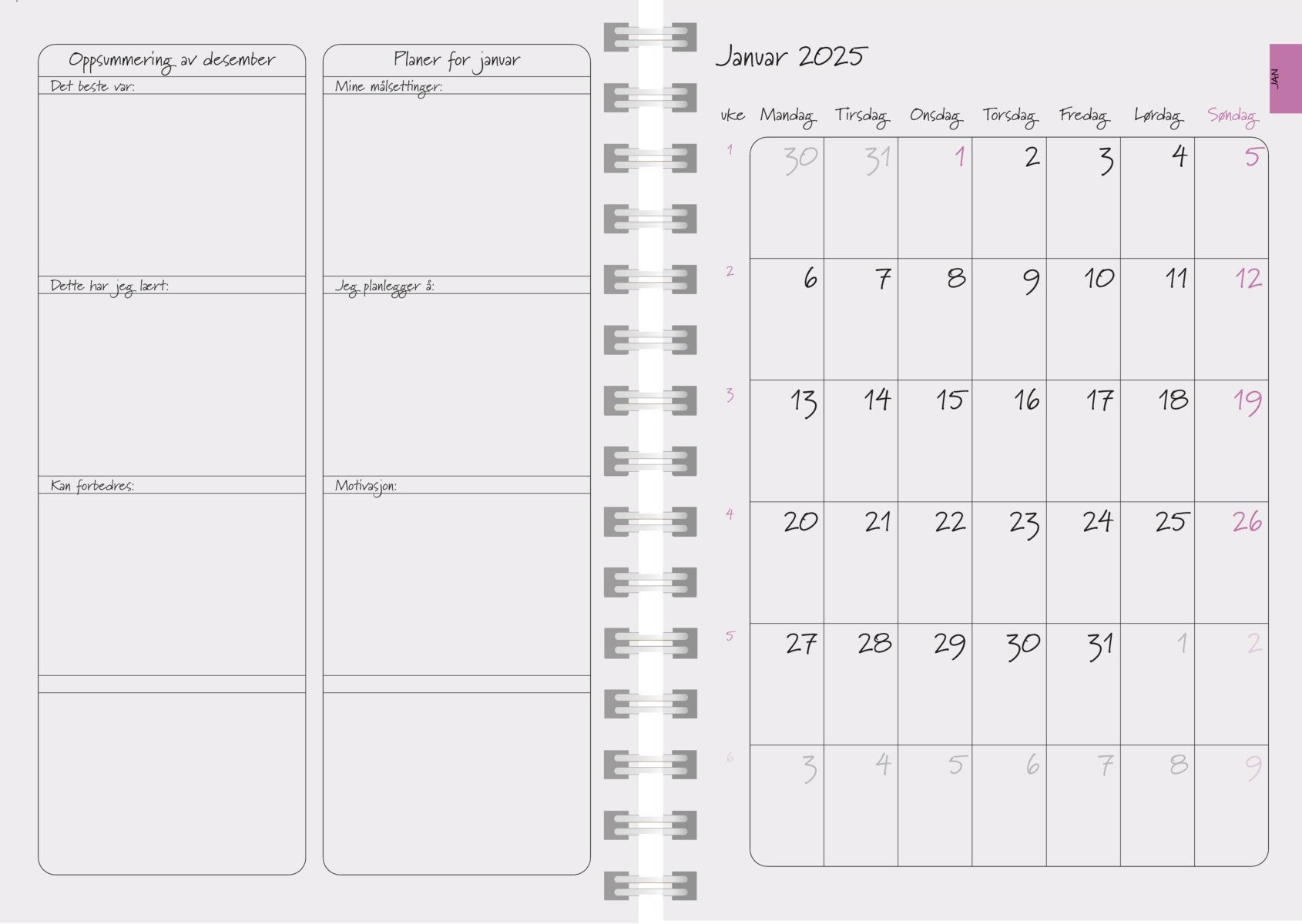 Kalender 2025 7.Sans Feel Good, Spiralisert