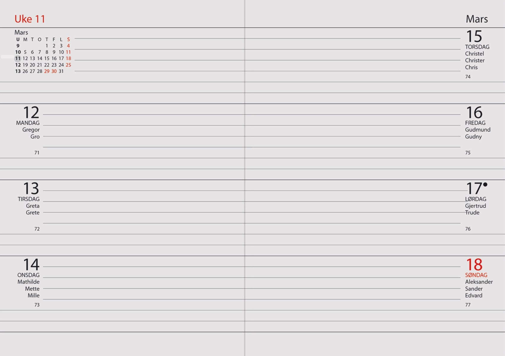 Kalender 2025 7.Sans Year Classic A5 Spiralisert - Sort