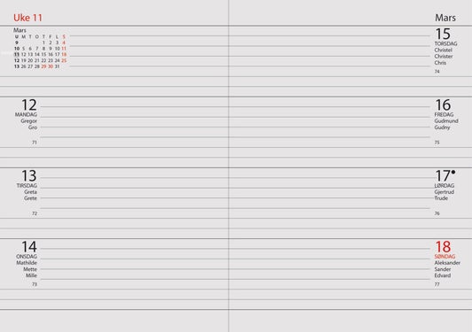 Kalender 2025 7.Sans Year Classic A5 Spiralisert - Sort