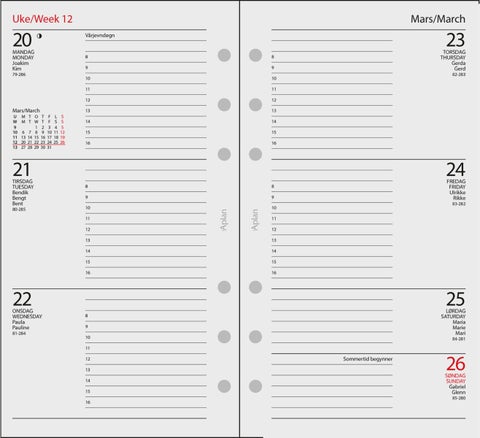 Kalender 2025 Aplan A6 Time Uke Årssett