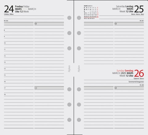 Kalender 2025 Aplan A6 Tempus Dag Årssett