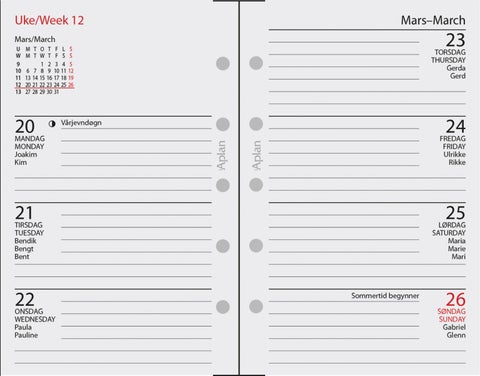Kalender 2025 Aplan Mini Uke Årssett