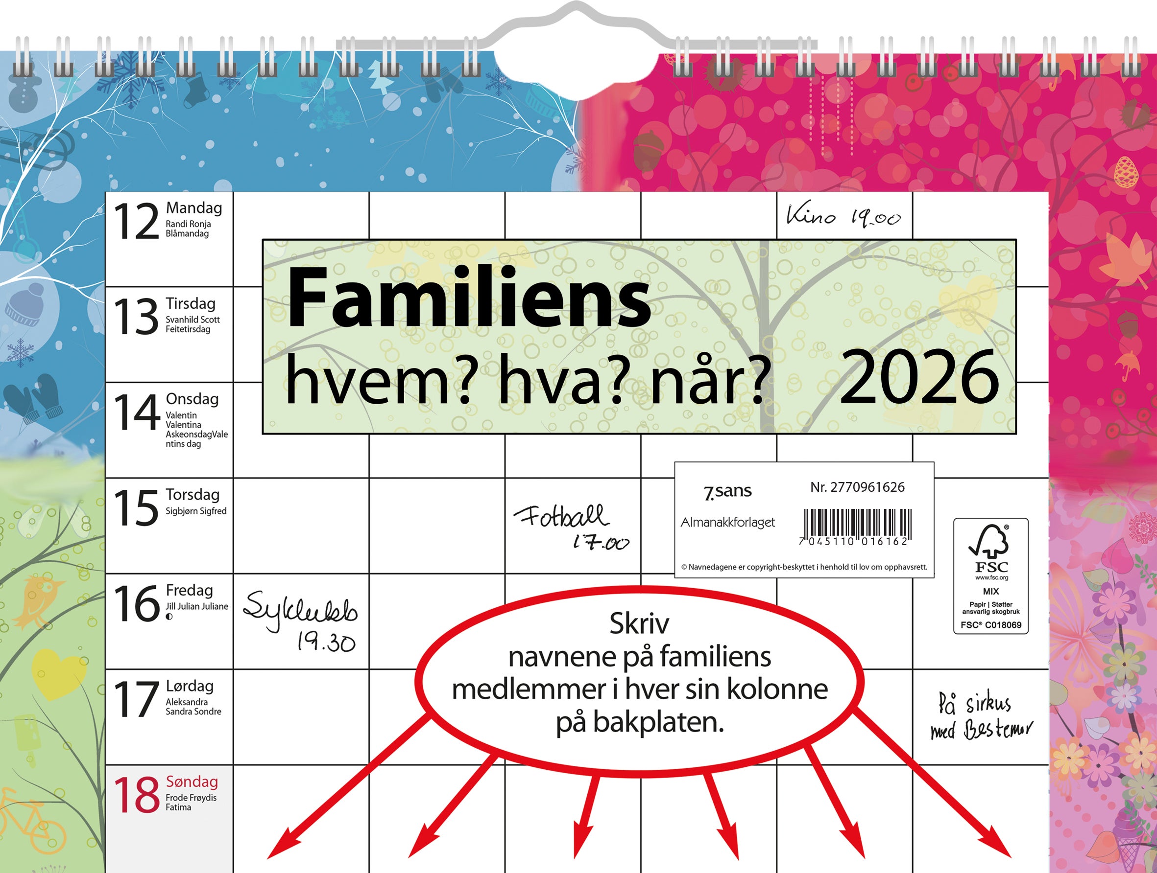 Kalender 2026 Familiens Hvem, Hva, Når Spiral
